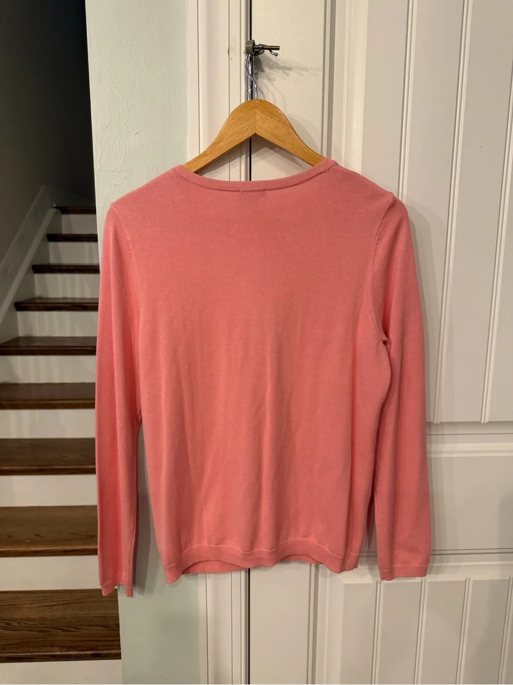 Talbots Pink Knit Button-Front Cardigan Sweater Cotton Rayon Blend Size Large